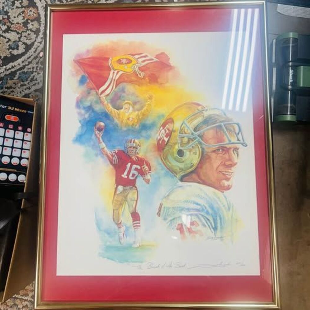 Vintage 1989 Joe Montana SF 49ers Framed Art Print by Delgado 209/500